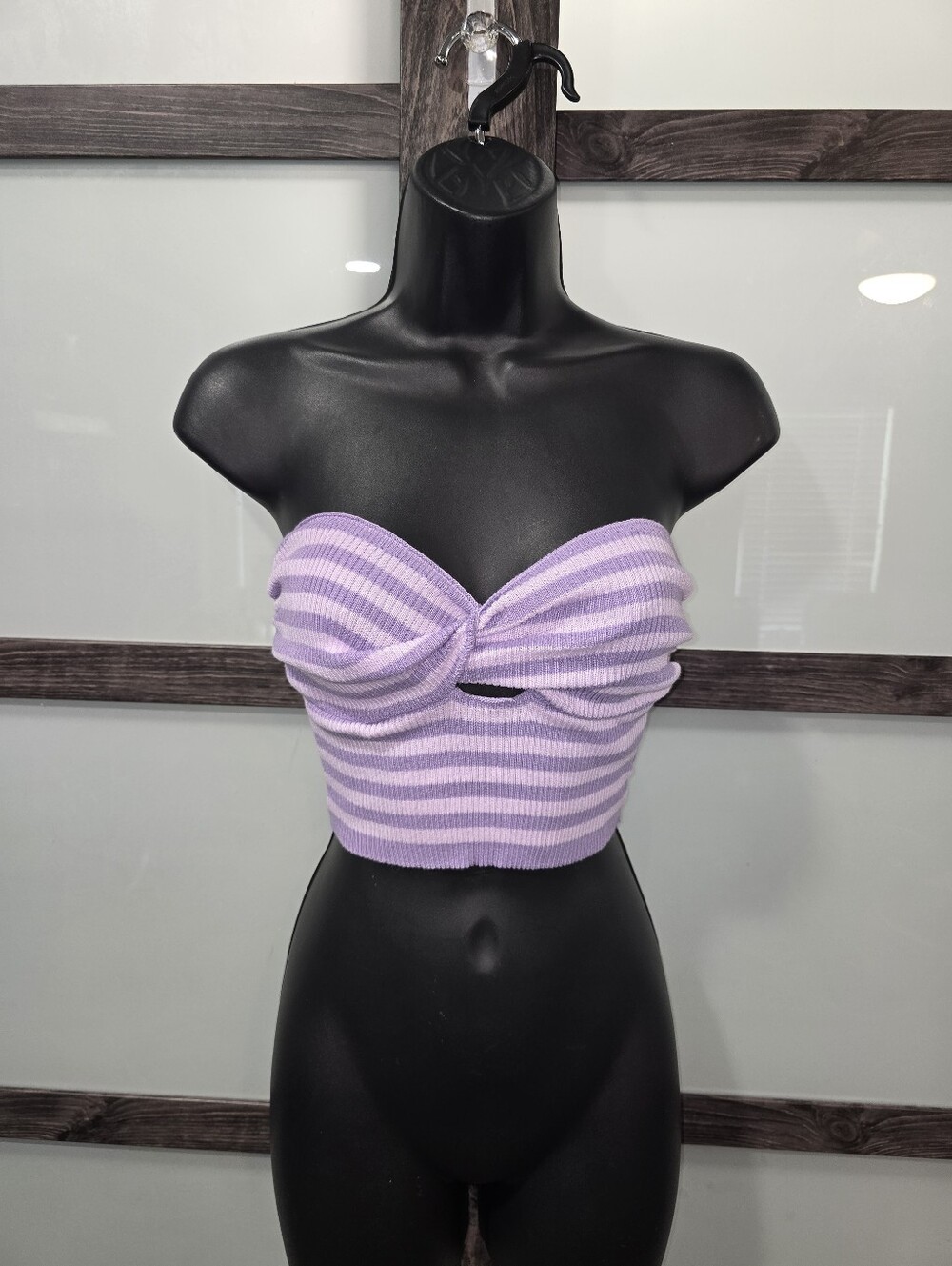 SHEIN Unity Women's Striped Halter Knit Top With Twist & Hollow Out Design Sz S